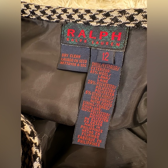 Ralph Lauren Wool Midi Maxi Skirt 12 Houndstooth A-Line Equestrian Wrap Vintage - Picture 6 of 11